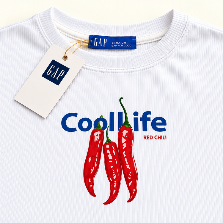 تیشرت دخترانه سفید طرح فلفل قرمز Cool Life