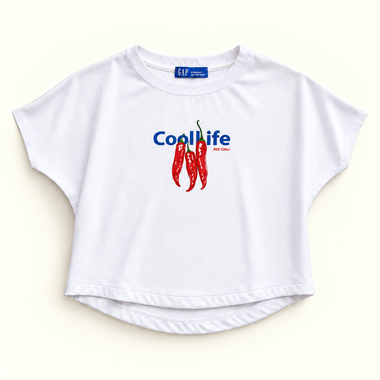 تیشرت دخترانه سفید طرح فلفل قرمز Cool Life